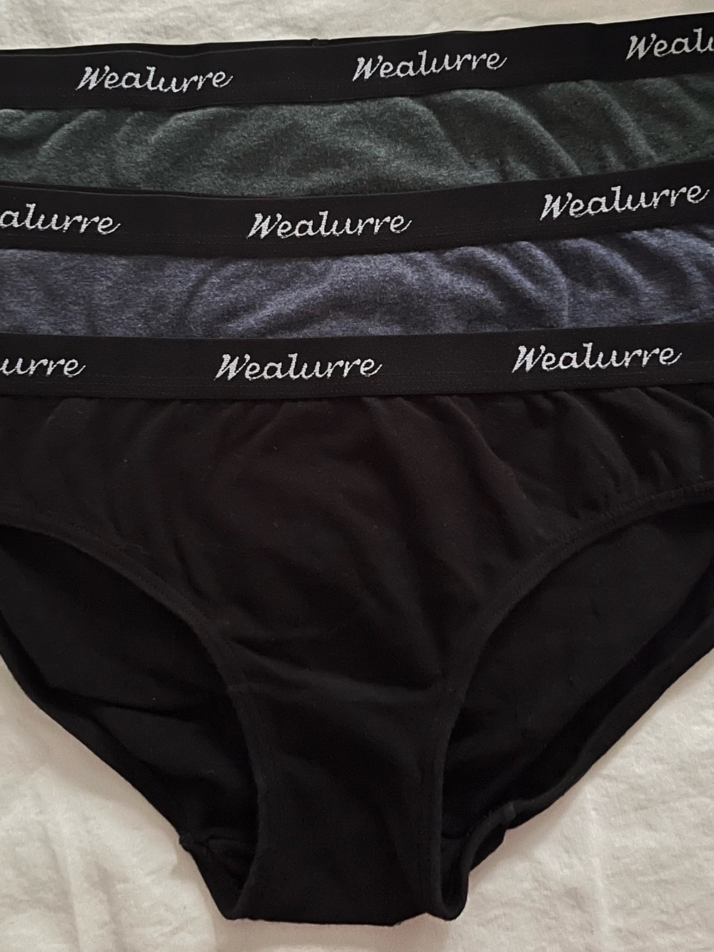 Women’s Cotton Bikini Briefs - Black, Gray, Green - 3-Pack size M